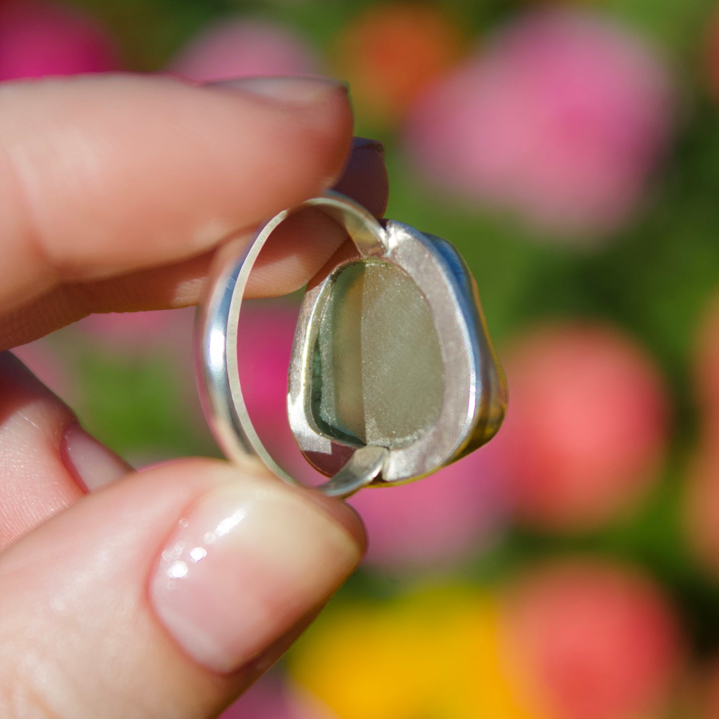 Open sea glass ring size 6.5