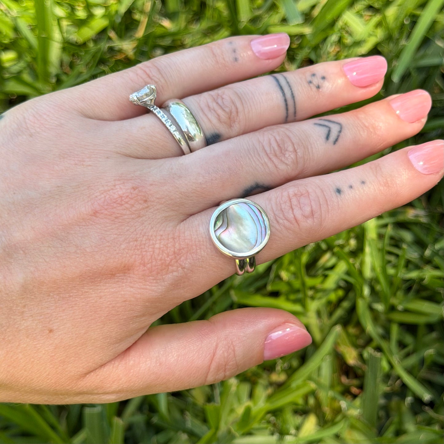 Abalone coin ring size 7