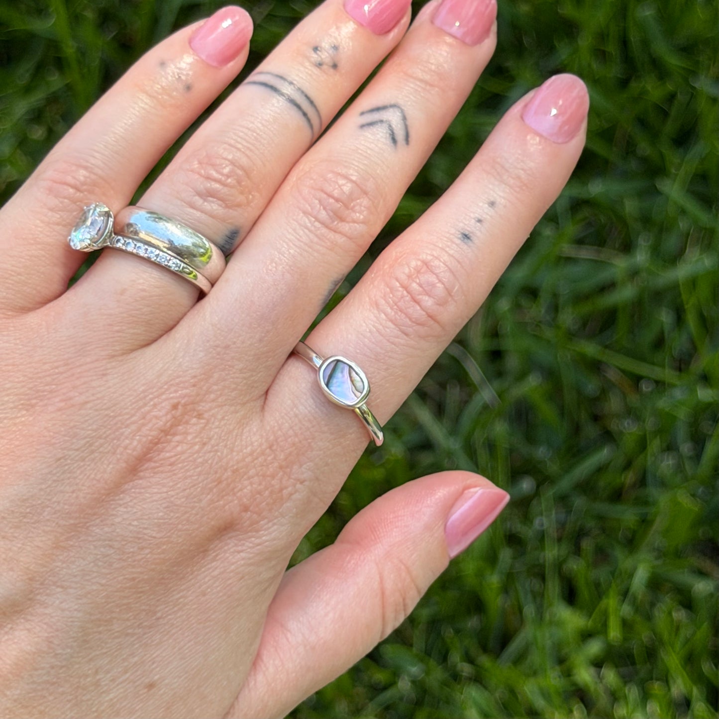 Tiny abalone ring size 6.5