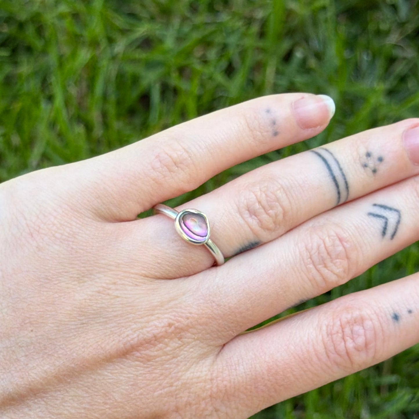 Tiny abalone ring size 5