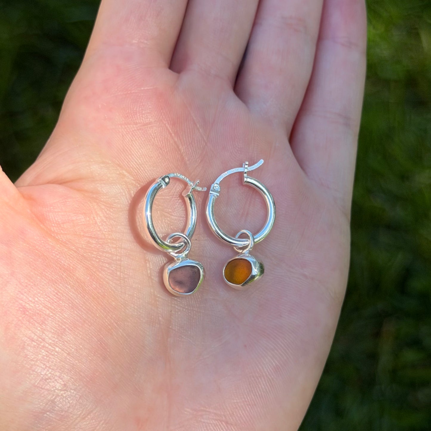 Sea glass hoops