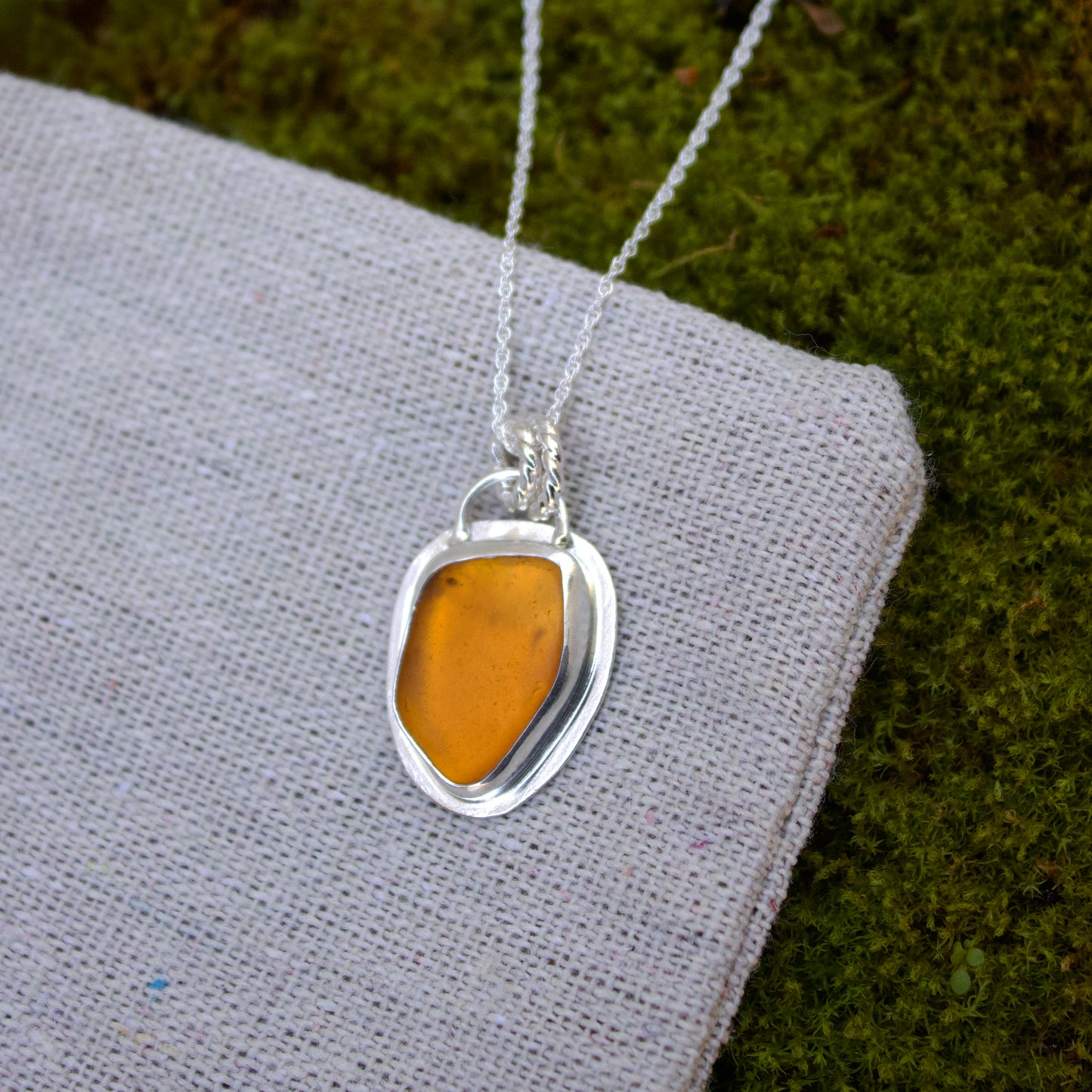 Orange sea glass necklace