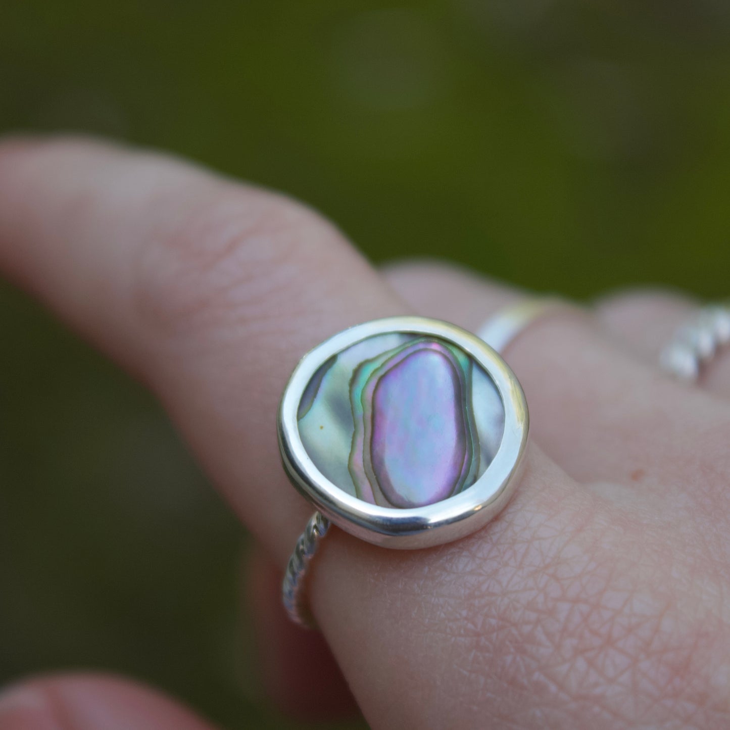 Abalone coin ring IV size 7.5