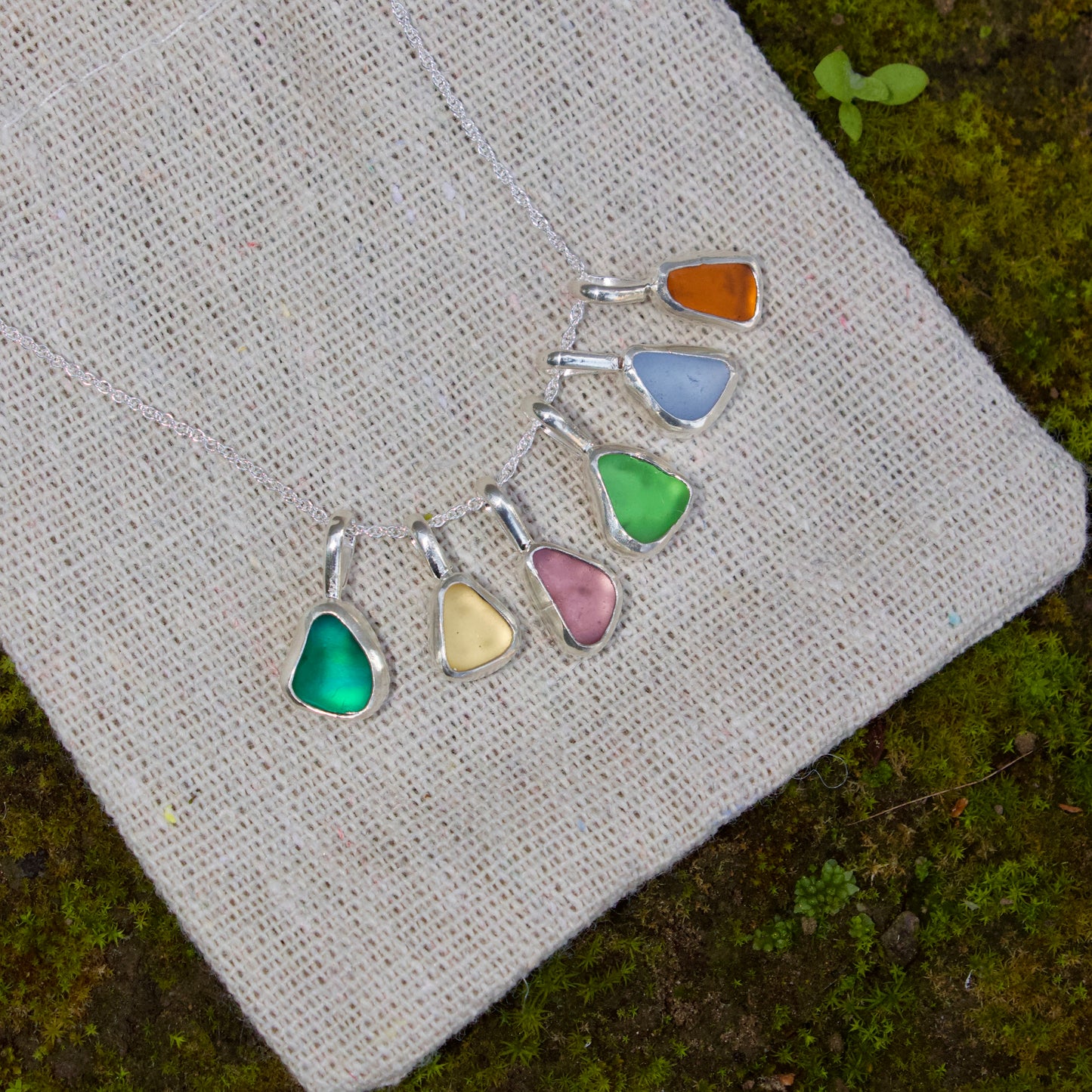 Blue sea glass pendant