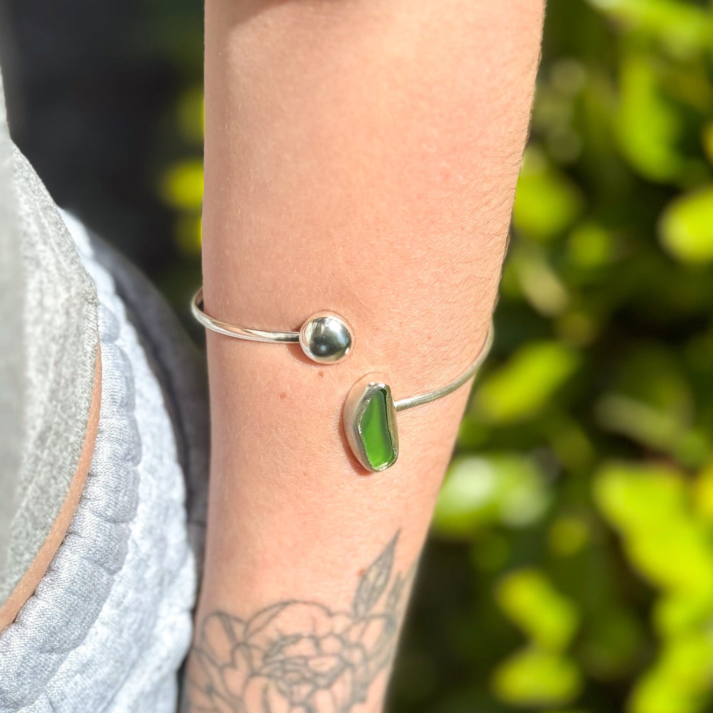 Sea glass cuff bracelet