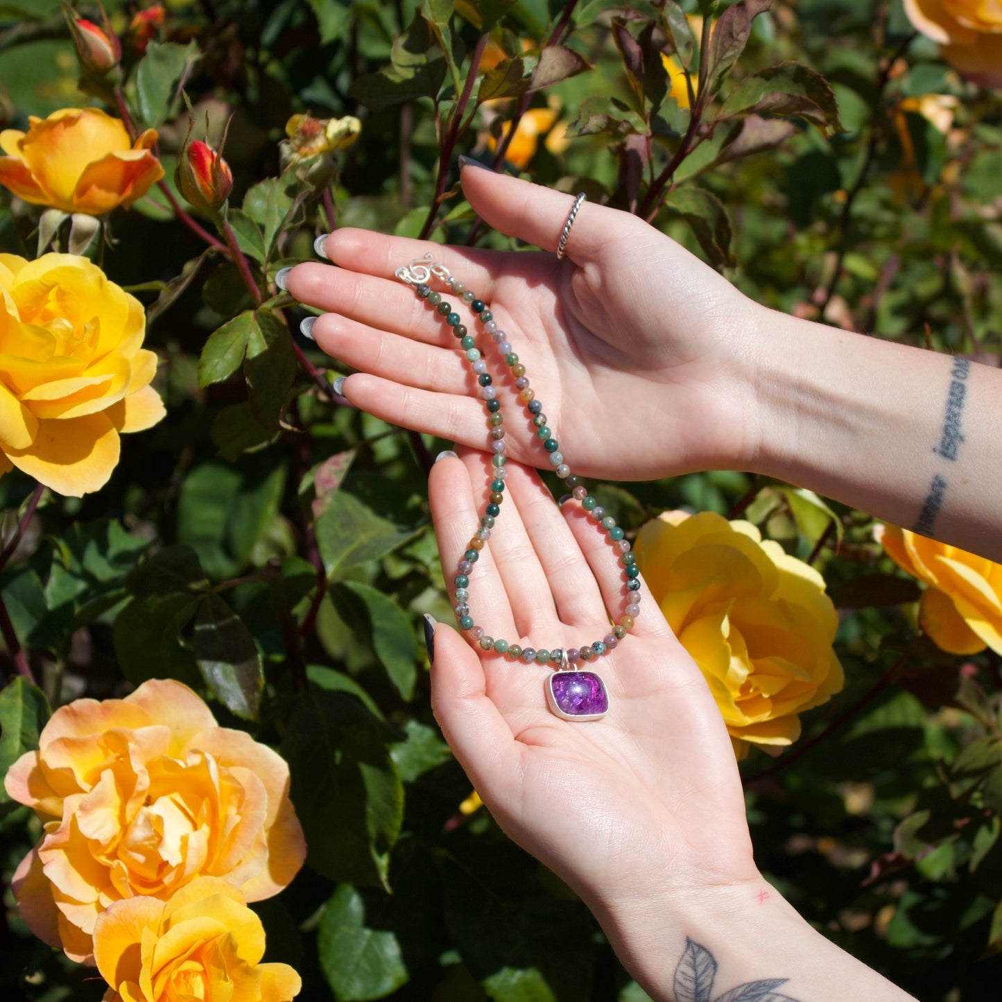 Amethyst and jasper choker