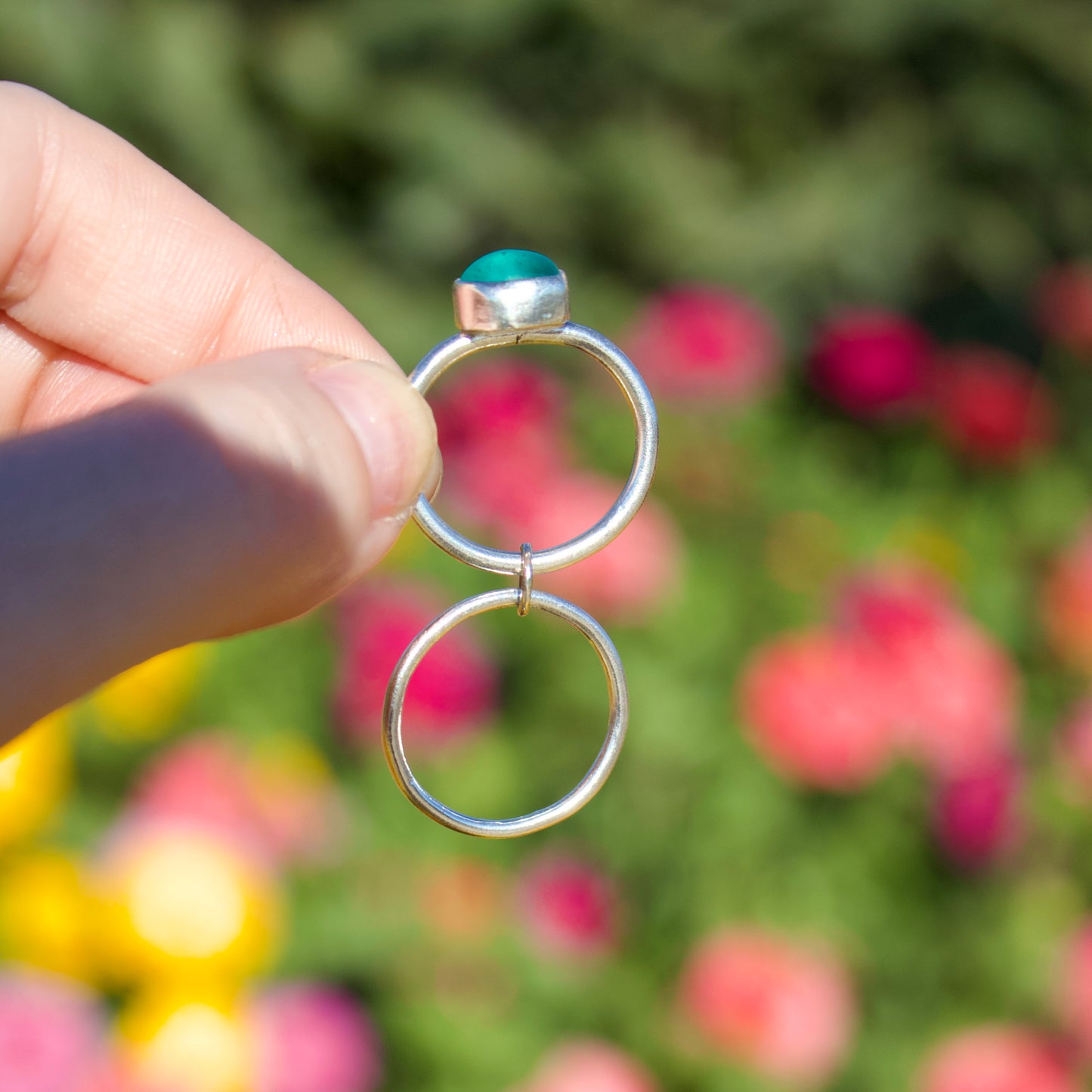 Aqua double ring size 6