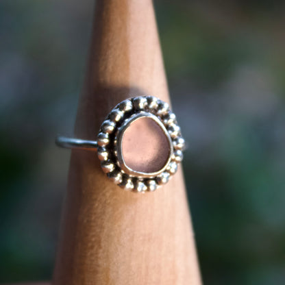 Pink sea glass ring size 7