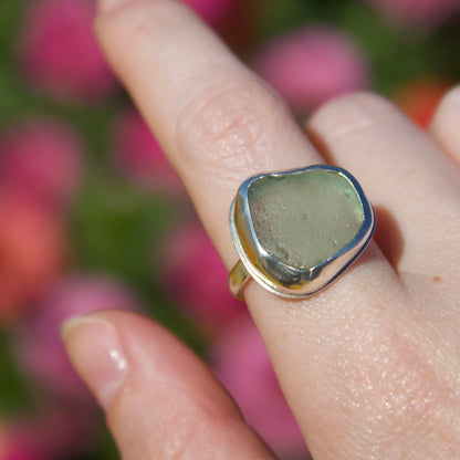 Open sea glass ring size 6.5