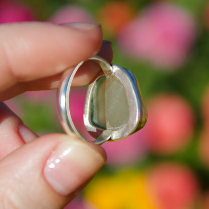 Open sea glass ring size 6.5
