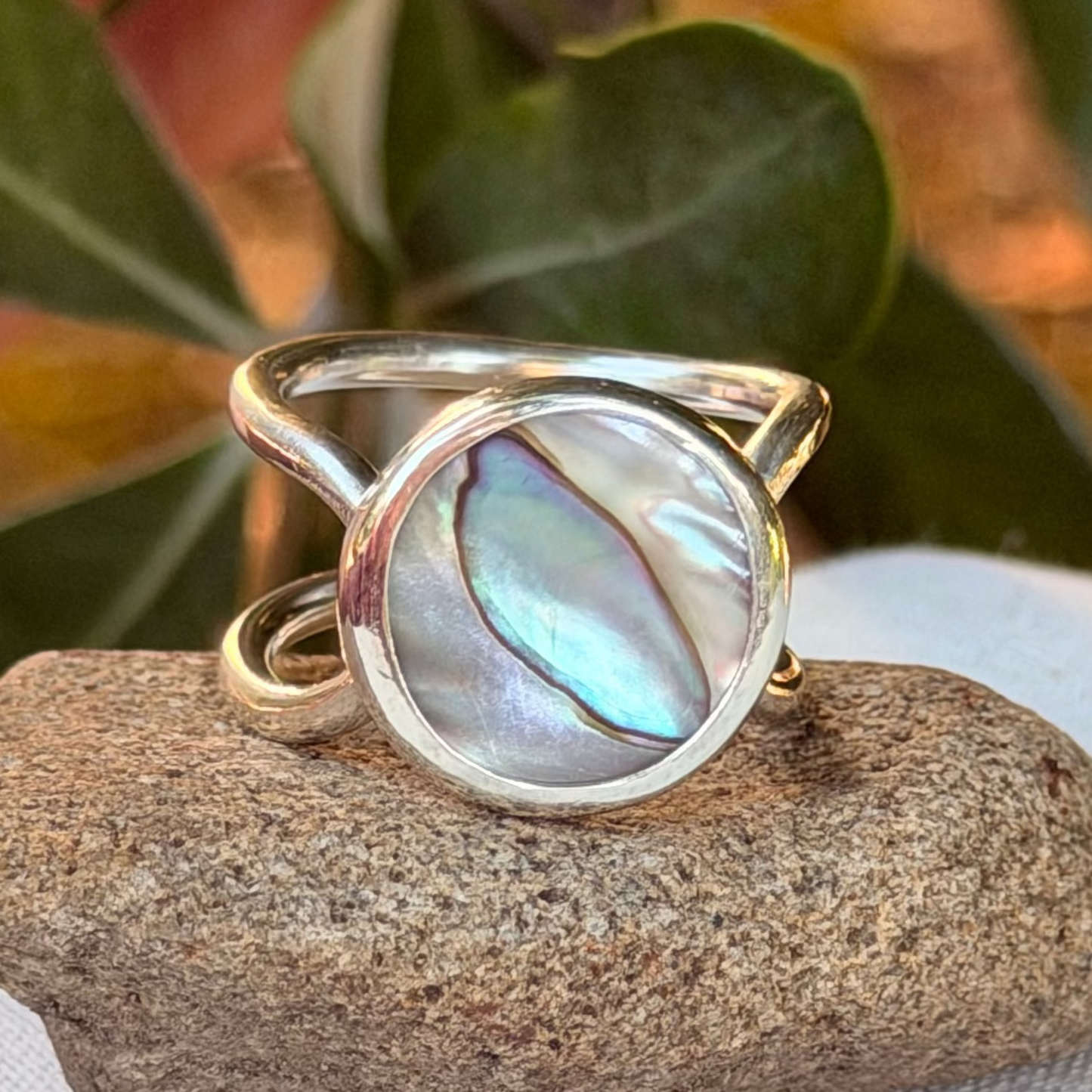 Abalone wave ring size 6.5