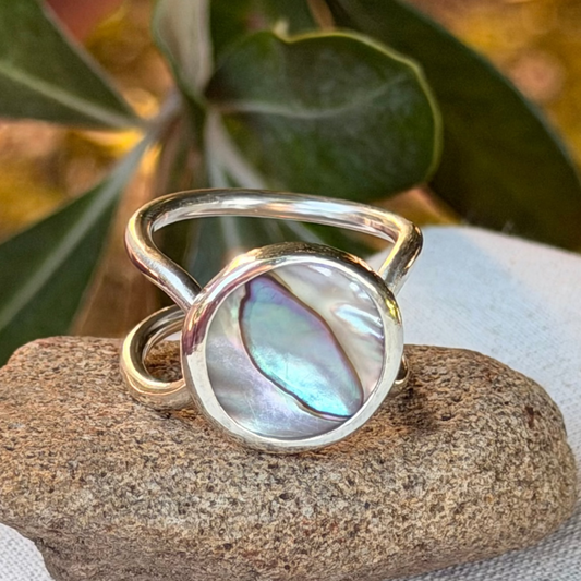 Abalone wave ring size 6.5