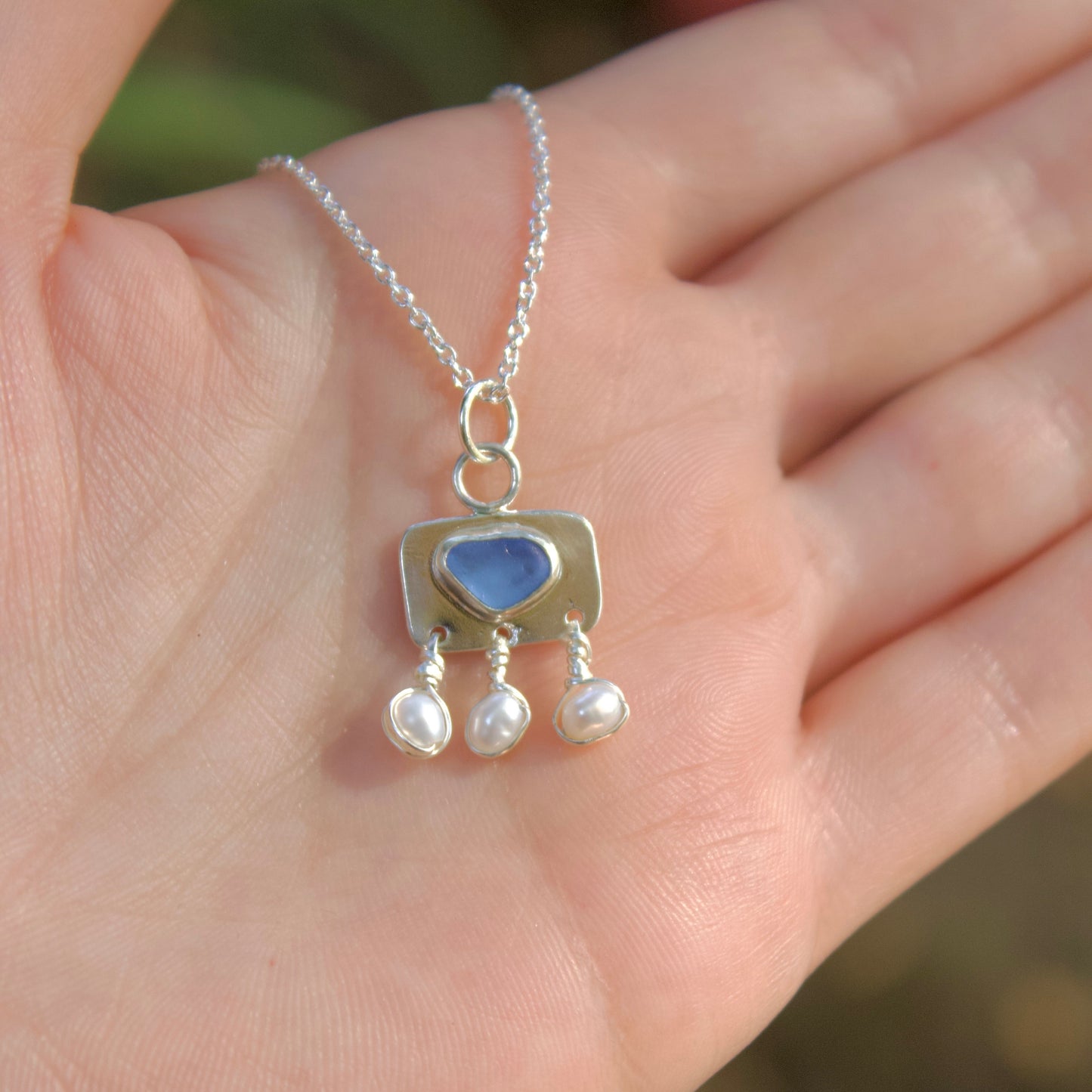 Sea glass & pearl necklace