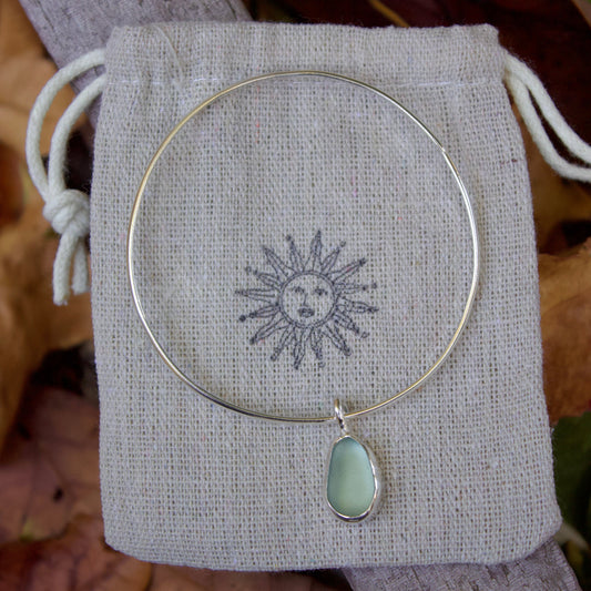 Sea glass charm bangle