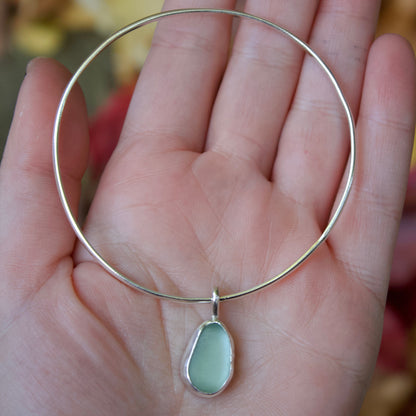 Sea glass charm bangle
