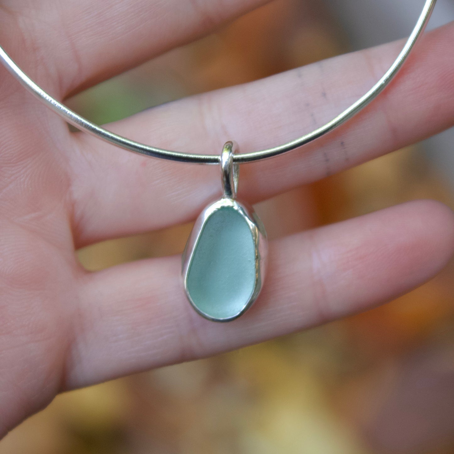 Sea glass charm bangle