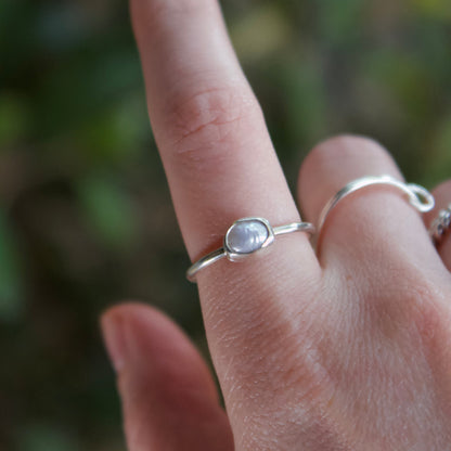 Tiny pearl dainty ring