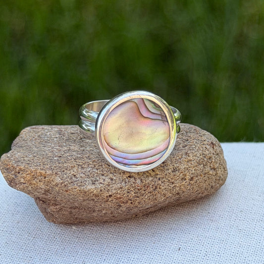 Abalone coin ring size 7