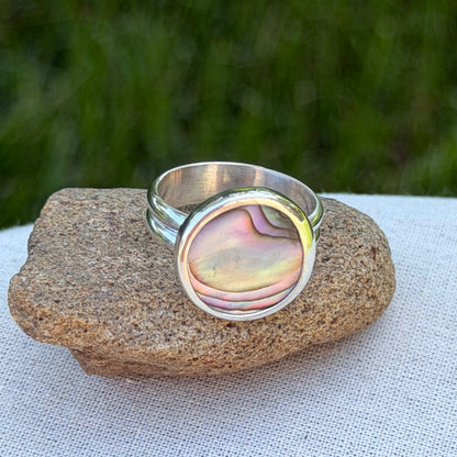 Abalone coin ring size 7
