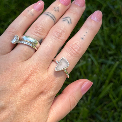 Light pink sea glass ring size 7