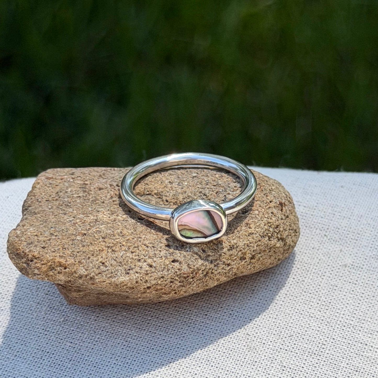 Tiny abalone ring size 6.5