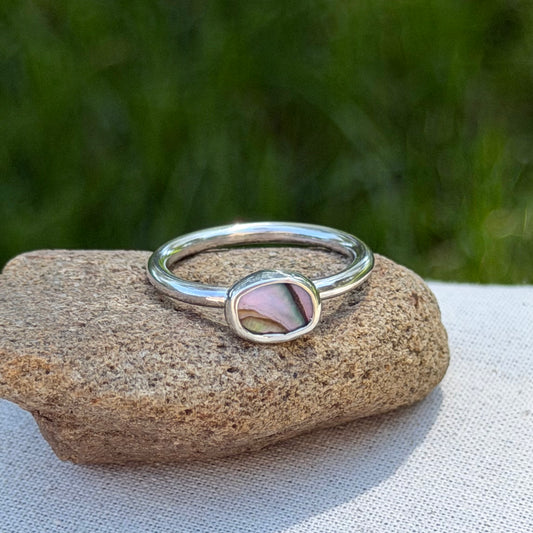 Tiny abalone ring size 6.5