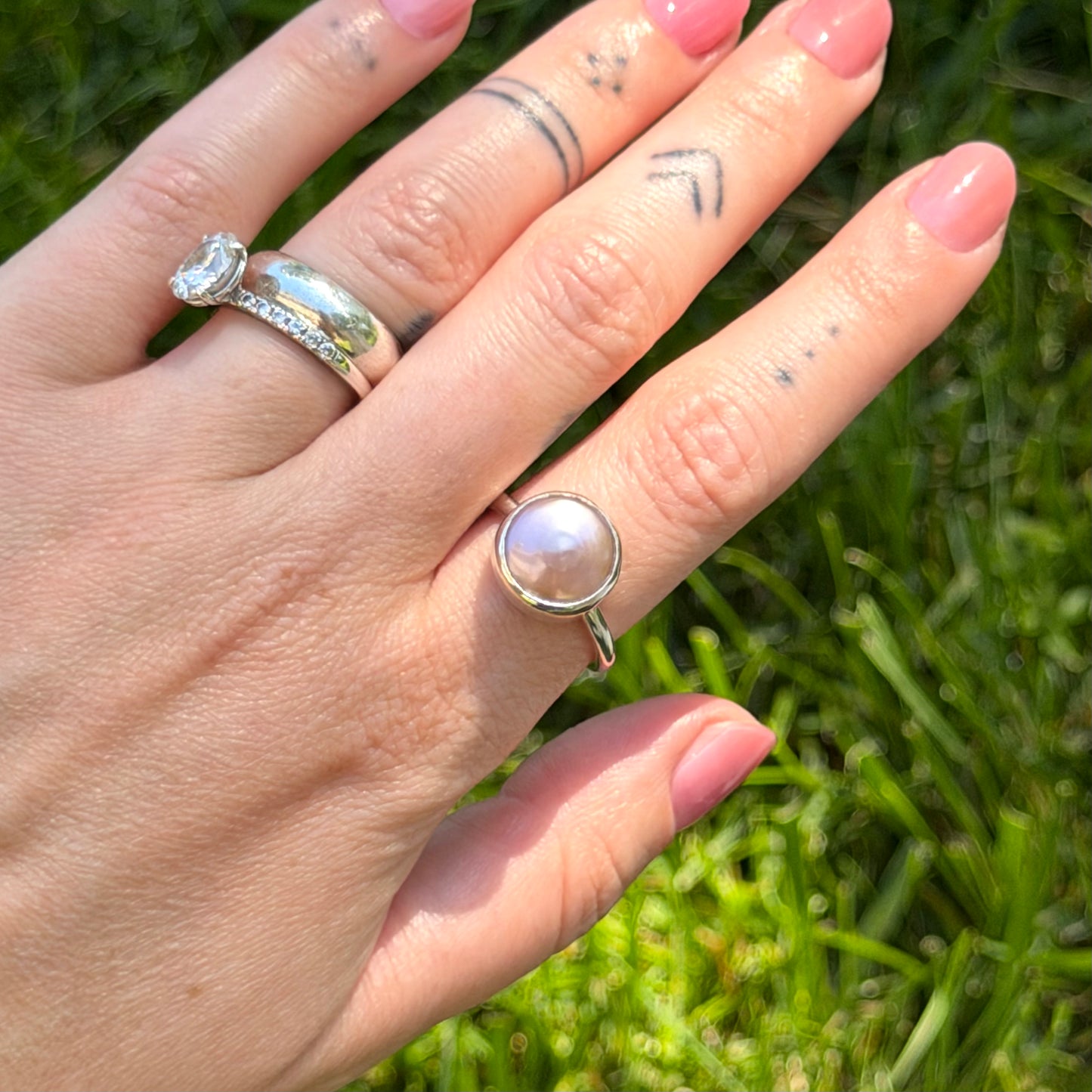 Pink pearl ring size 7