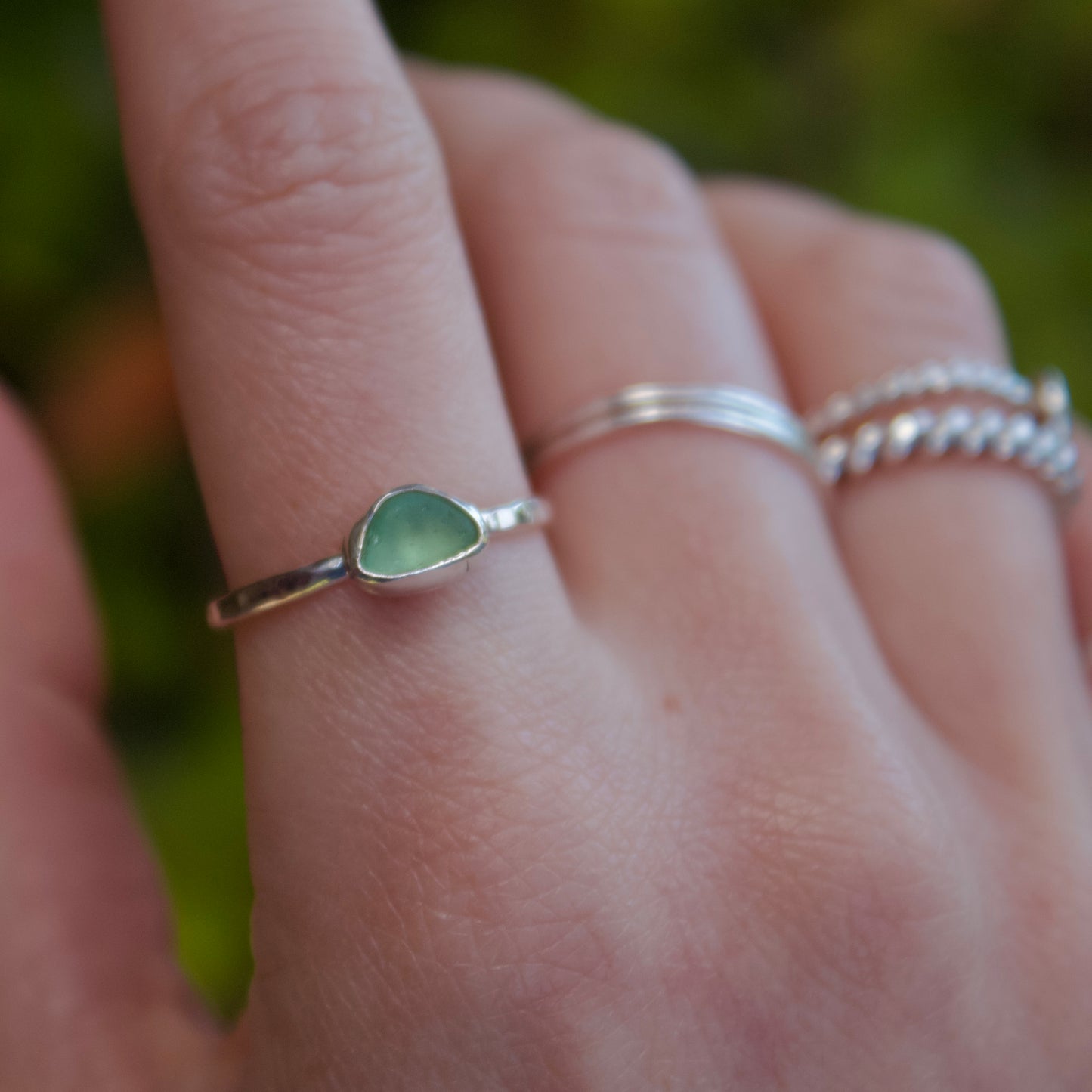 Dainty pale green ring size 8