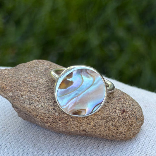 Abalone coin ring size 7