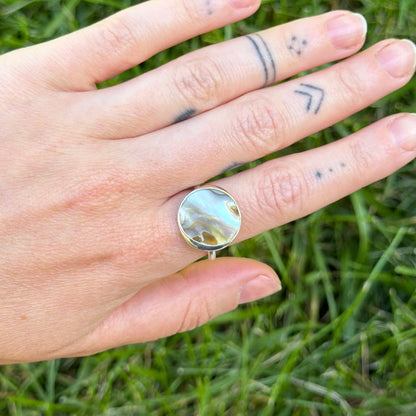 Abalone coin ring size 7