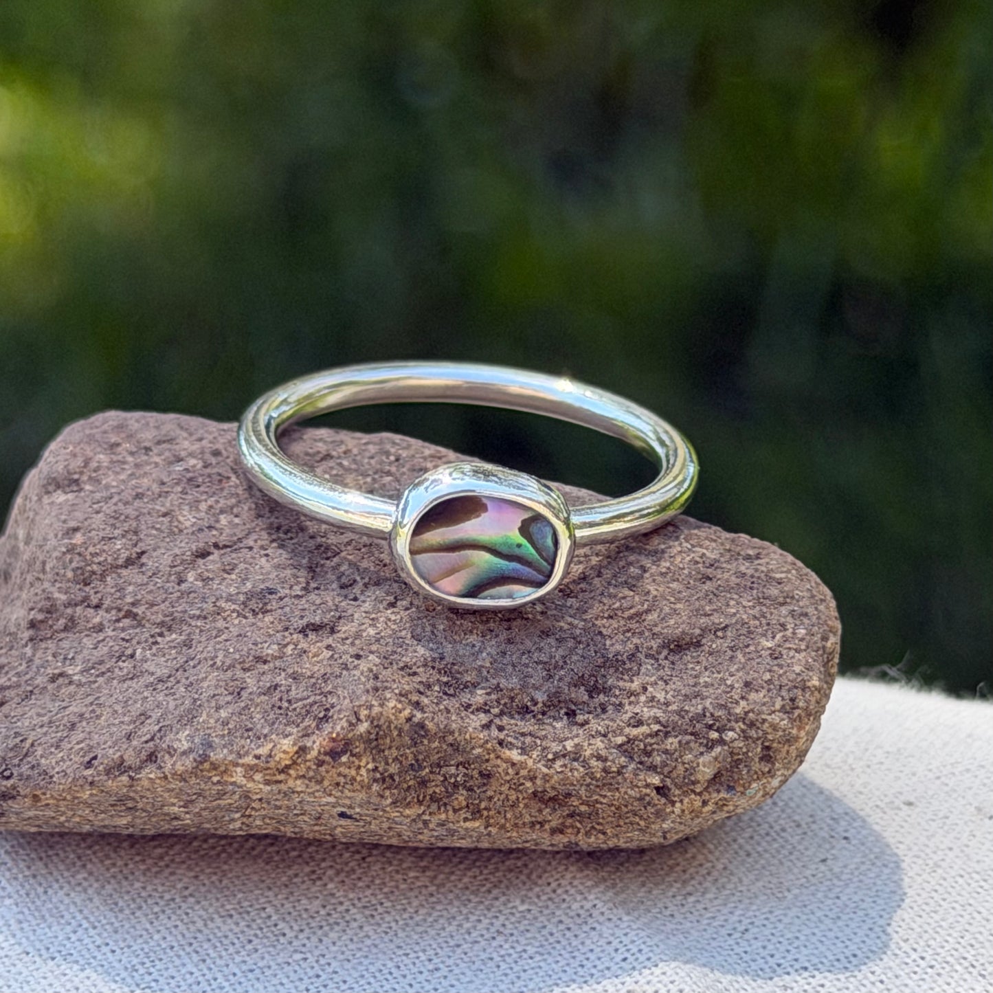 Tiny abalone ring size 8