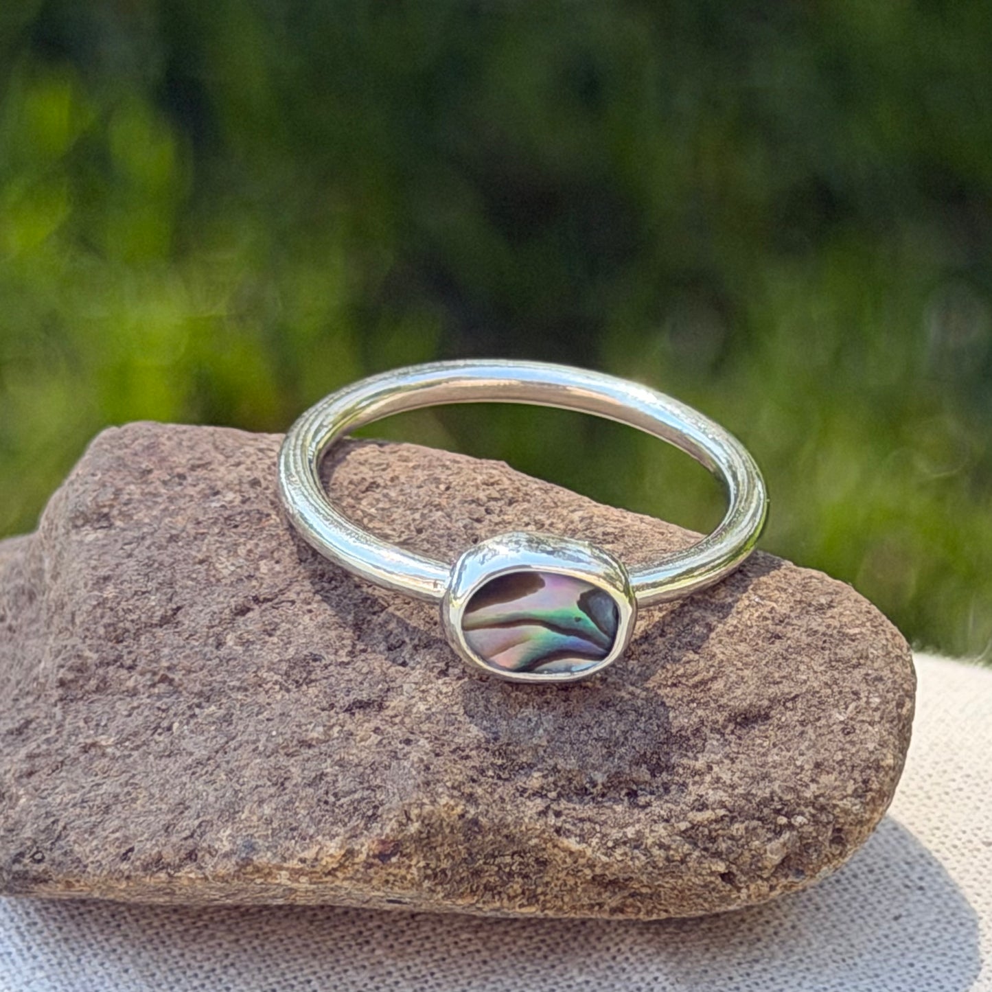 Tiny abalone ring size 8