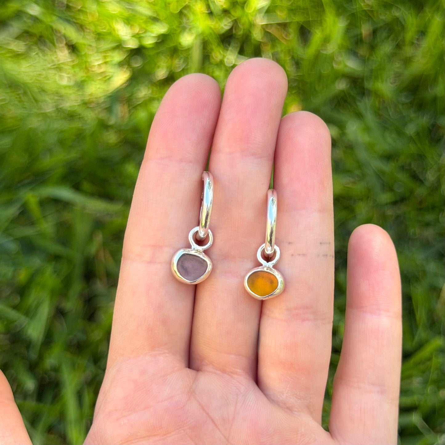 Sea glass hoops