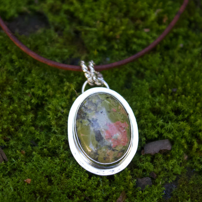 Unakite cord necklace