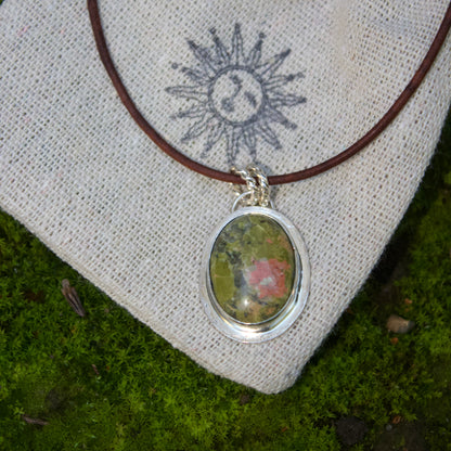 Unakite cord necklace