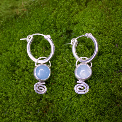 Aquamarine swirl hoops