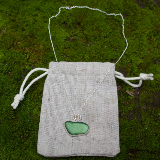 Forest green sea glass necklace