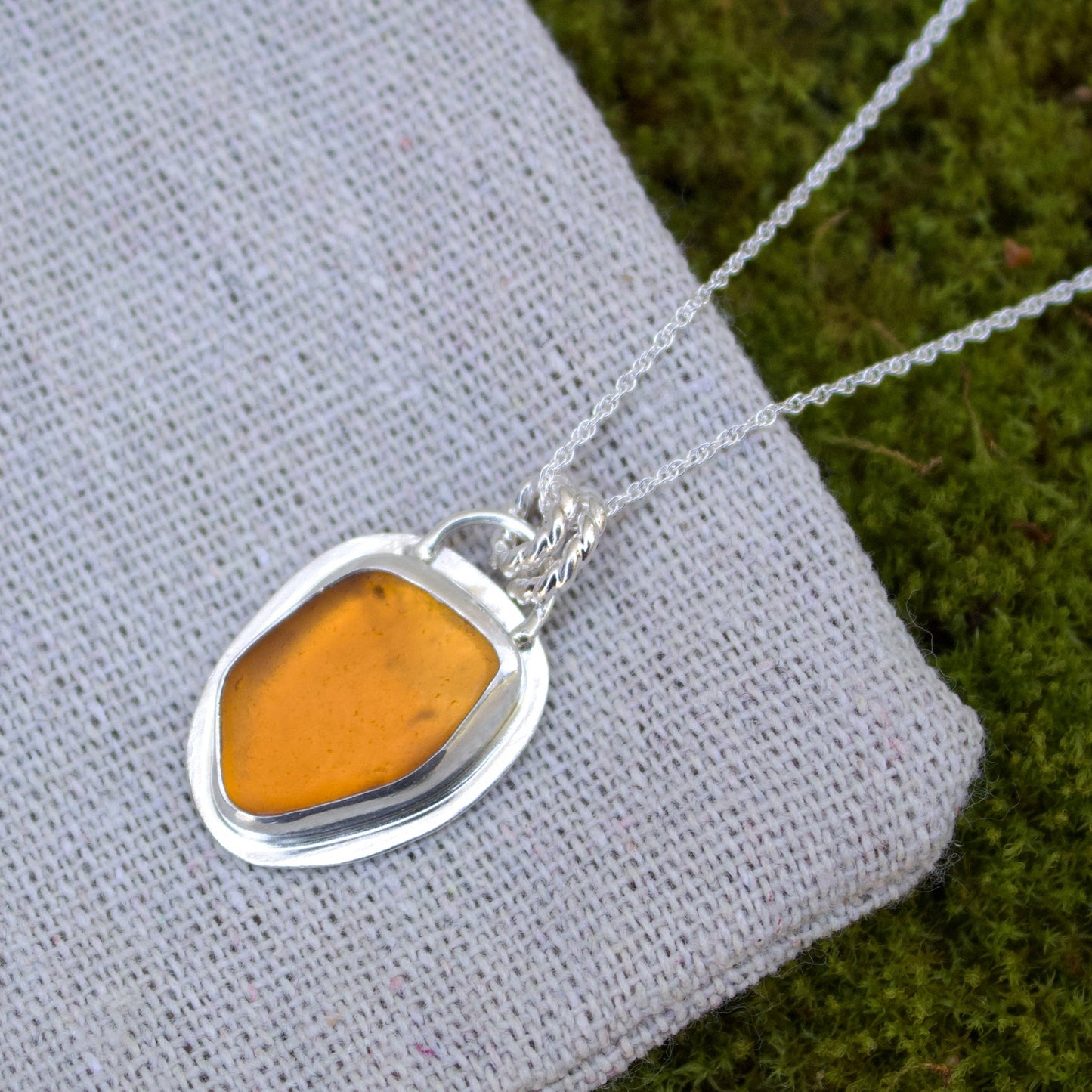 Orange sea glass necklace