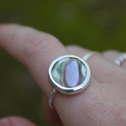 Abalone coin ring IV size 7.5