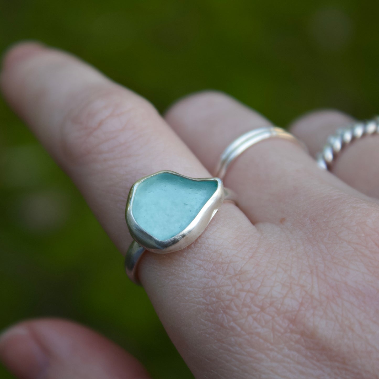Adjustable blue bayou ring
