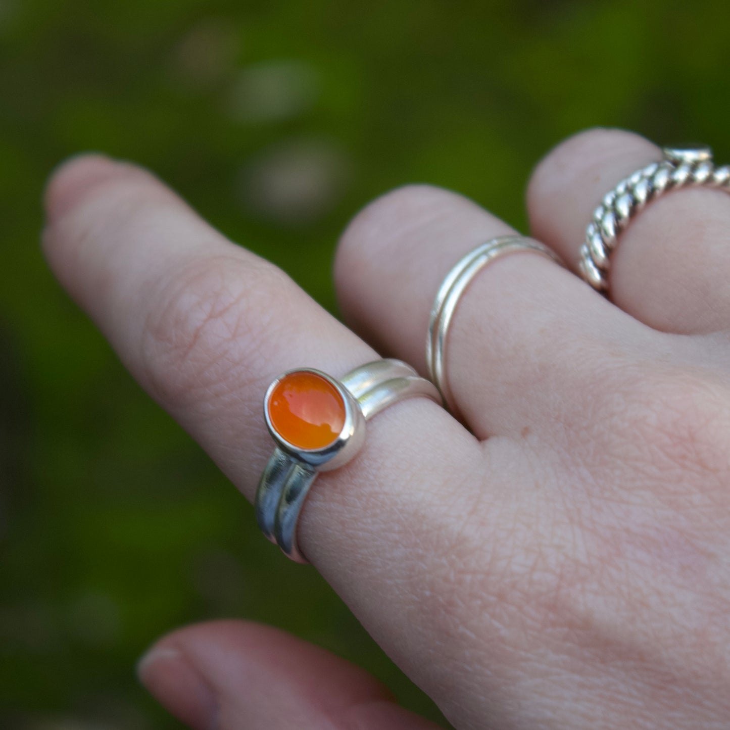 Adjustable orange carnelian ring