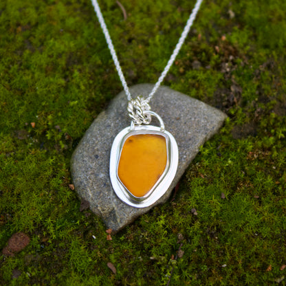 Orange sea glass necklace