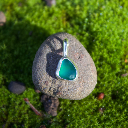Dark green sea glass charm