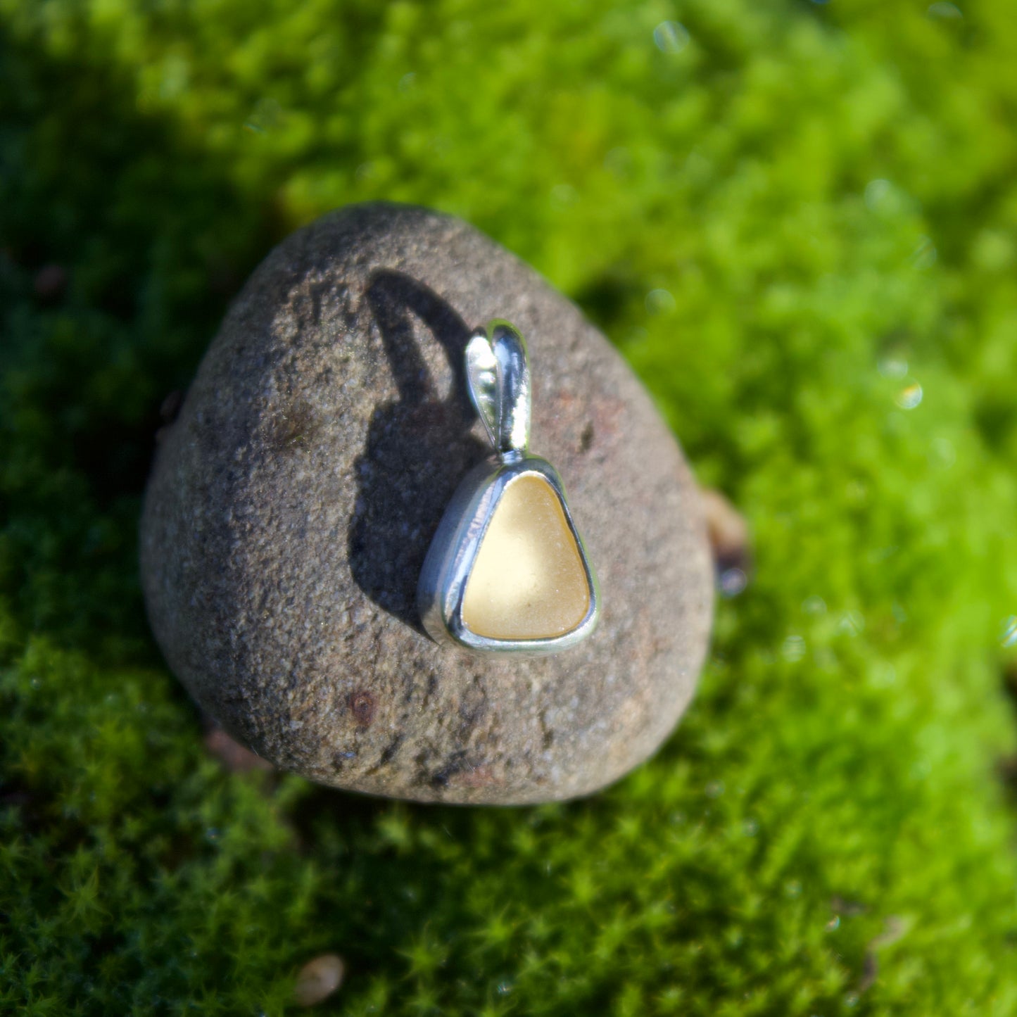 Yellow sea glass charm