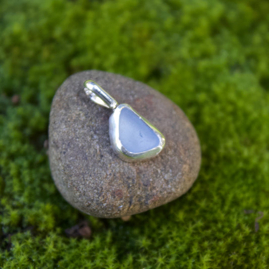 Blue sea glass pendant