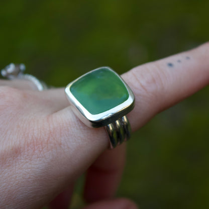 Nephrite jade square ring size 7
