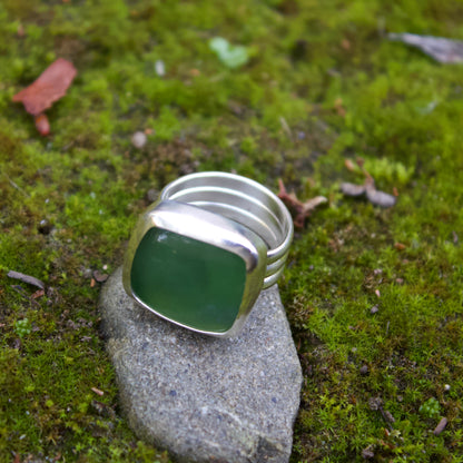 Nephrite jade square ring size 7