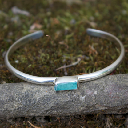 Raw aquamarine cuff