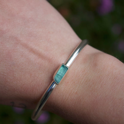 Raw aquamarine cuff