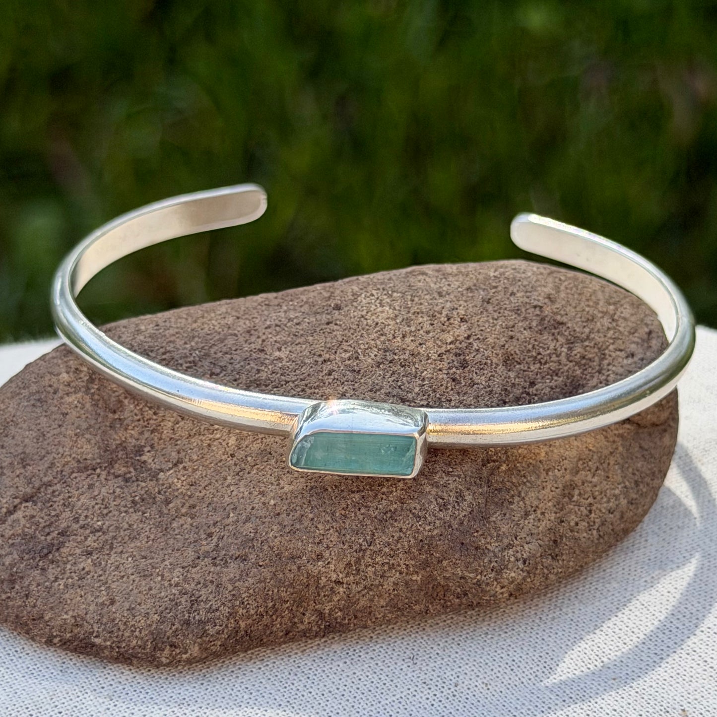 Raw aquamarine bracelet